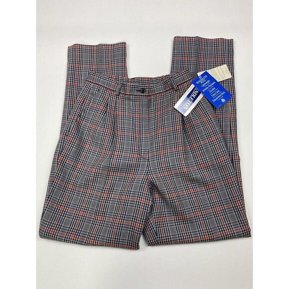 Pendleton Dress Pants Womens Size 8 Navy/red Plaid Pleated Lined Virgin Wool NWT - Picture 1 of 13